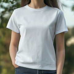 Simple, timeless aesthetic in this striking image that places the spotlight on a classic, white t-shirt against a natural backdrop.