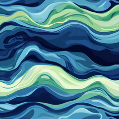 Dynamic waves of blue and green abstract ocean art digital illustration tranquil environment aerial view artistic concept