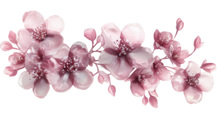 Delicate pink cherry blossom flower Transparent background, PNG file