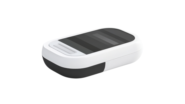 Digital glucose meter with test strip, Transparent background, PNG file