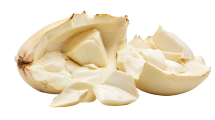 Duku fruit, variant of langsat with thicker skin and juicy white pulp, Transparent background, PNG file