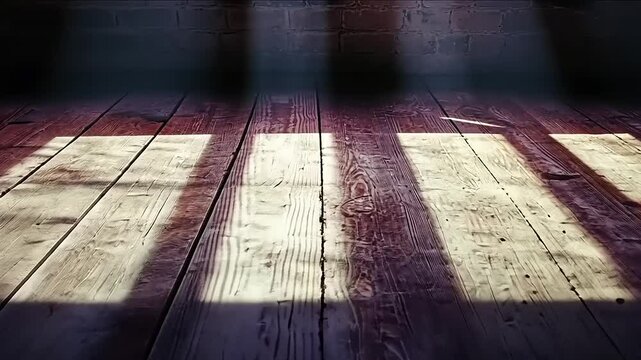 Enigmatic Illumination: Dynamic Light Streaks on Rustic Wooden Floor Texture