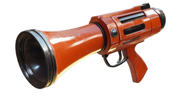 Emergency air horn with trigger button, loud audible warning device, Transparent background, PNG file