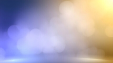 Abstract bokeh background with soft blue and gold tones.