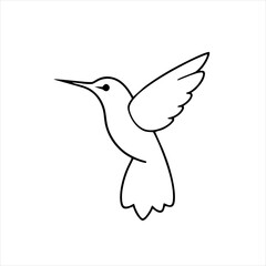 Line Art Hummingbird Logo, Clean Outlines