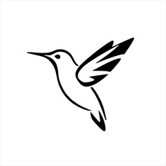 Abstract Hummingbird Logo, Flat Black Vector