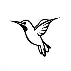 Flat Hummingbird Logo, Flying Pose