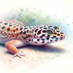 Naklejka premium 레오파드 게코, 파스텔화, jpeg (Leopard gecko, pastel painting, jpeg) 