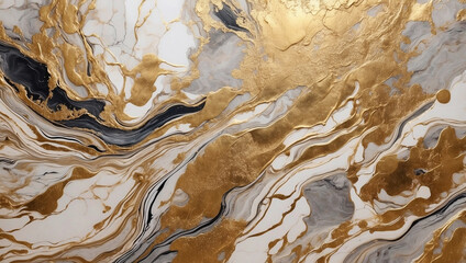 Liquid Texture Marble Painting with Gold: Luxurious Abstract Art