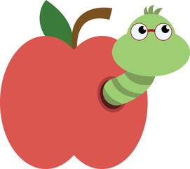 bookworm apple cartoon character
