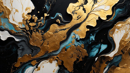 Luxury Abstract Fluid Art Painting in Alcohol Ink: Elegant and Rich