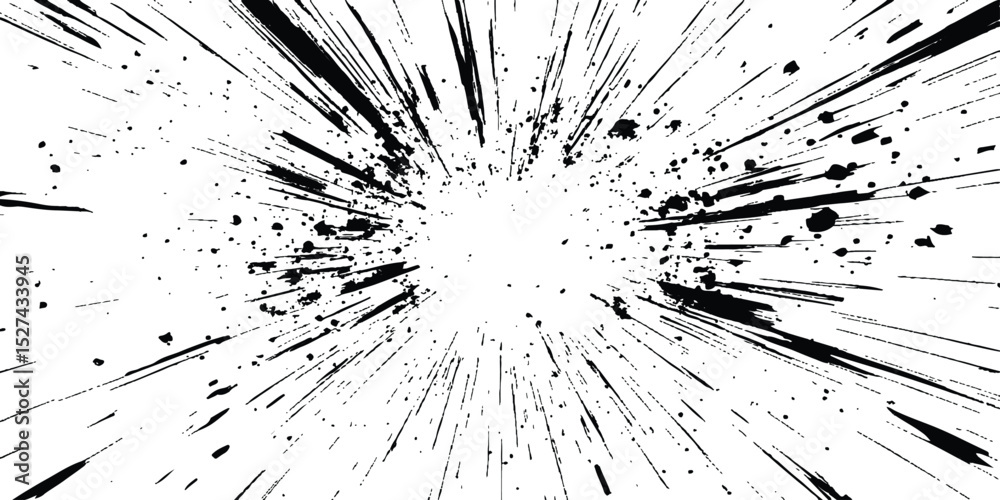 Aufkleber dynamic charcoal burst explosion, isolated on transparent background. abstract explosion, radial bur