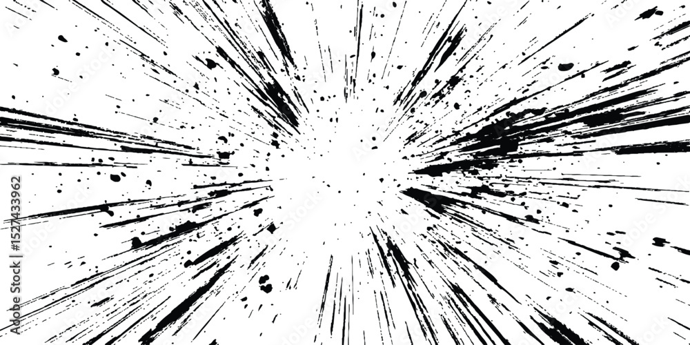 Poster dynamic charcoal burst explosion, isolated on transparent background. abstract explosion, radial bur