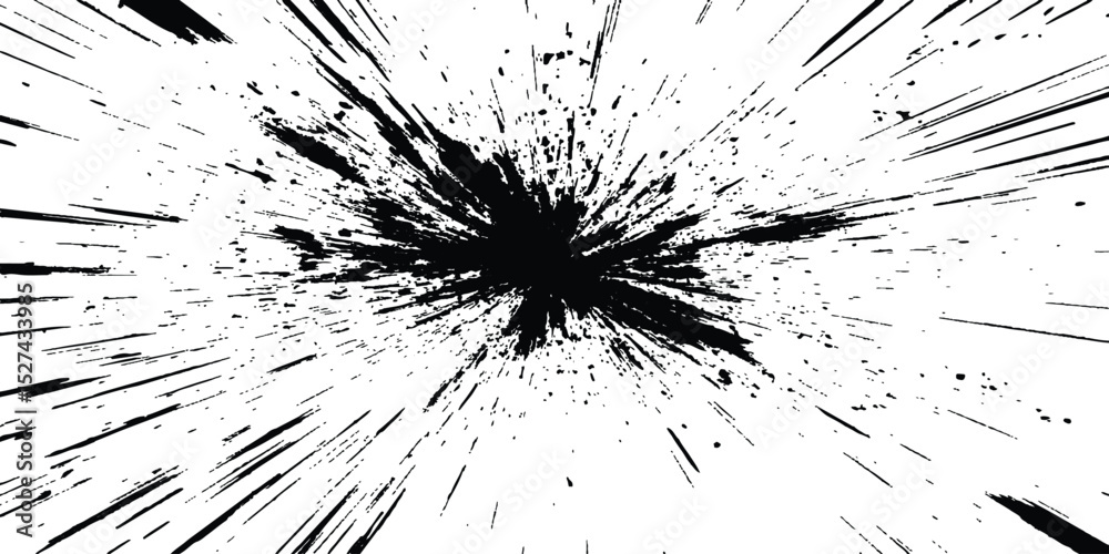 Poster dynamic charcoal burst explosion, isolated on transparent background. abstract explosion, radial bur