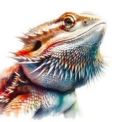 Fototapeta premium 흰 배경, 턱수염 도마뱀, 수채화, jpeg (white background, Bearded dragon, water colour, jpeg) 