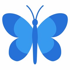 Simple Blue Butterfly Illustration with Two Tone Wings on a White Background for Design Projects
