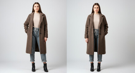 Stylish Woman in Long Coat and Turtleneck By Generated AI