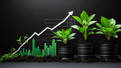 Plants Growing on Black Background for Artistic Display