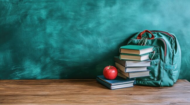 Back to school supplies on wooden desk