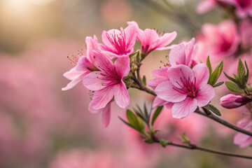 Close Up Vibrant Pink Flowers Soft Focus Macro Photography