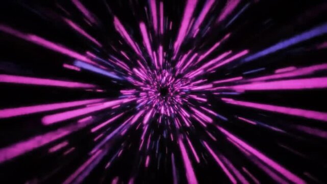 High-Speed Pink Hyperspace Jump. An explosive journey through a vibrant pink and purple wormhole. Abstract light streaks create a dynamic sense of speed, time travel, and interdimensional exploration.