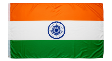 India's national flag, Tiranga, with saffron, white, green, and Ashoka Chakra, isolated on white & transparent background. Ideal for Independence Day, Republic Day, cultural designs,