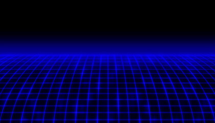 Blue space perspective  grid line light field technology abstract background	