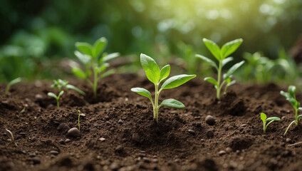 Exuberant Seedlings Growing from Abundant Soil for Agricultural Success