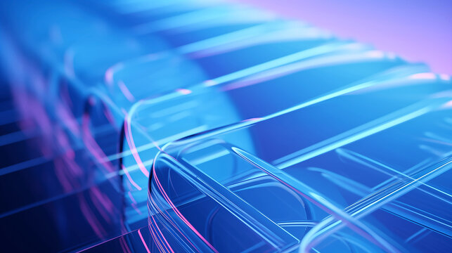 Abstract Blue Glass Structure: A mesmerizing close-up reveals an abstract structure composed of translucent blue glass elements, creating a captivating interplay of light and shadow.