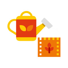 Obraz premium Biodegradable Film and Watering Can Cutout illustration