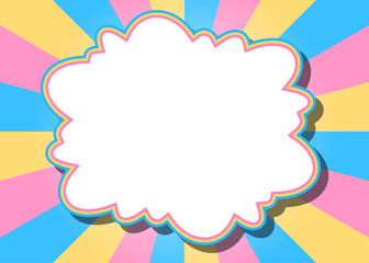 サンバーストとフレームの背景、ポップなデザイン	、雲型フレーム