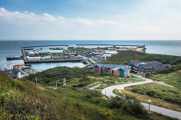 Panoramic view of the harbor of Heligoland, North Sea, Schleswig-Holstein, Germany