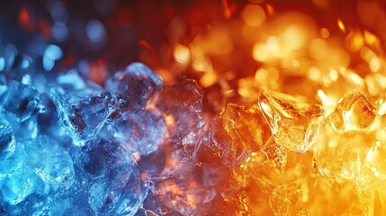 High temperature and ice symbolizing extreme weather conditions, with hot and cold contrasts.