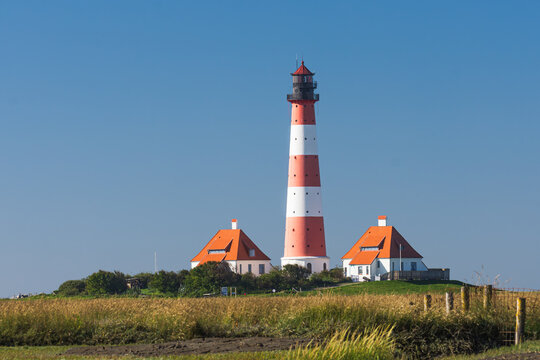Westerheversand Lighthouse, Westerhever, Eiderstedt, North Frisia, Schleswig-Holstein, Germany