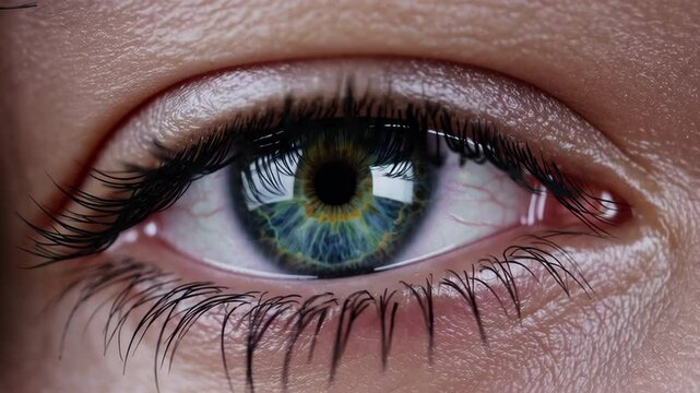 Woman green eye showing different expressions montage
