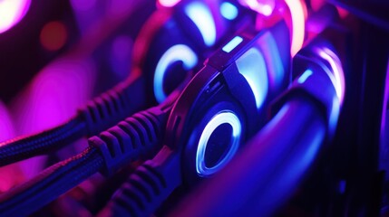 Vibrant Macro Photography of Data Cables and Splitter