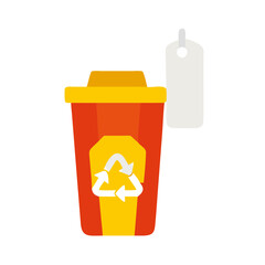Smart Recycling Bin Tag Attached to Plastic Bin Isolated illustration