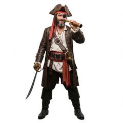 Fototapeta premium Sketch of a drawing. Pirate on a white background