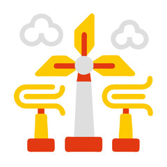 White Wind Turbine Array Cutout Transparent Background