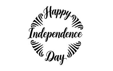 Happy Independence Day Decorative Text with Black Frame | Vector Graphic for Holiday Greetings, Invitations, and Celebratory Designs