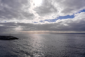 Dramatic cloudy sky over Cape Jervis coastline, Australia