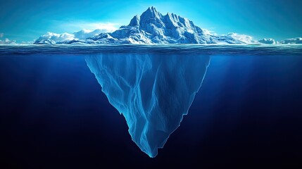 Iceberg in the Blue Ocean for Natural Wonders, Climate, or Environmental Photography Concept