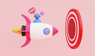 Call center conversation concept to start a business and find investment approach with goals. 3d illustration. © Daun4139