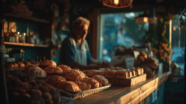 Experience the cozy charm of a local bakerys morning hustle