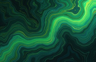 Psychedelic art background with fluid wavy pattern in green hues. Abstract marble texture, vibrant artistic illustration. Creative modern design for prints, decor, wallpaper, posters, product