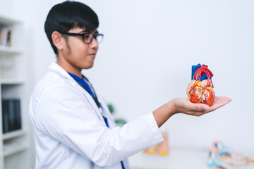 At the hospital, the cardiologist provided a thorough consultation to the patient, monitoring the...