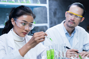Scientist used biochemistry to test each organic ingredient in the laboratory, ensuring the cosmetic skincare product met safety standards before release.