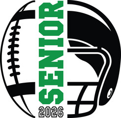 Football Senior 2026 vector for t-shirt design, Illustrator editable file for sports customization and high school football teams