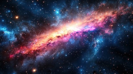 Fototapeta premium Cosmic nebulae, vibrant colors, swirling gas clouds, star systems, galactic expanse