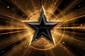 Star shape with golden light effects